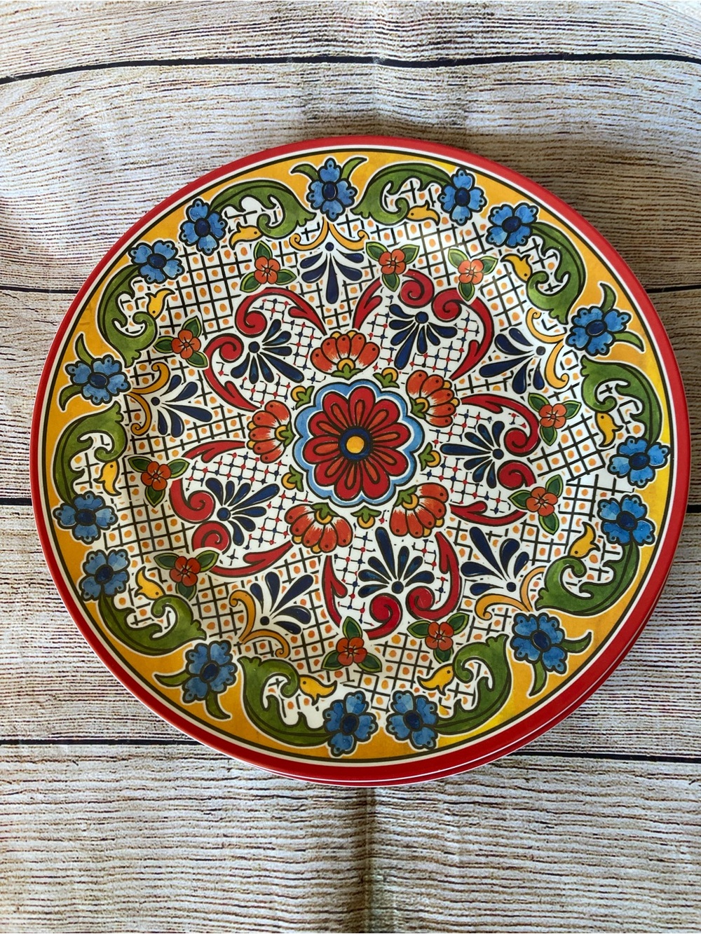 Panama Jack Colorful 11” melamine plates - Red, Yellow, Blue, Green